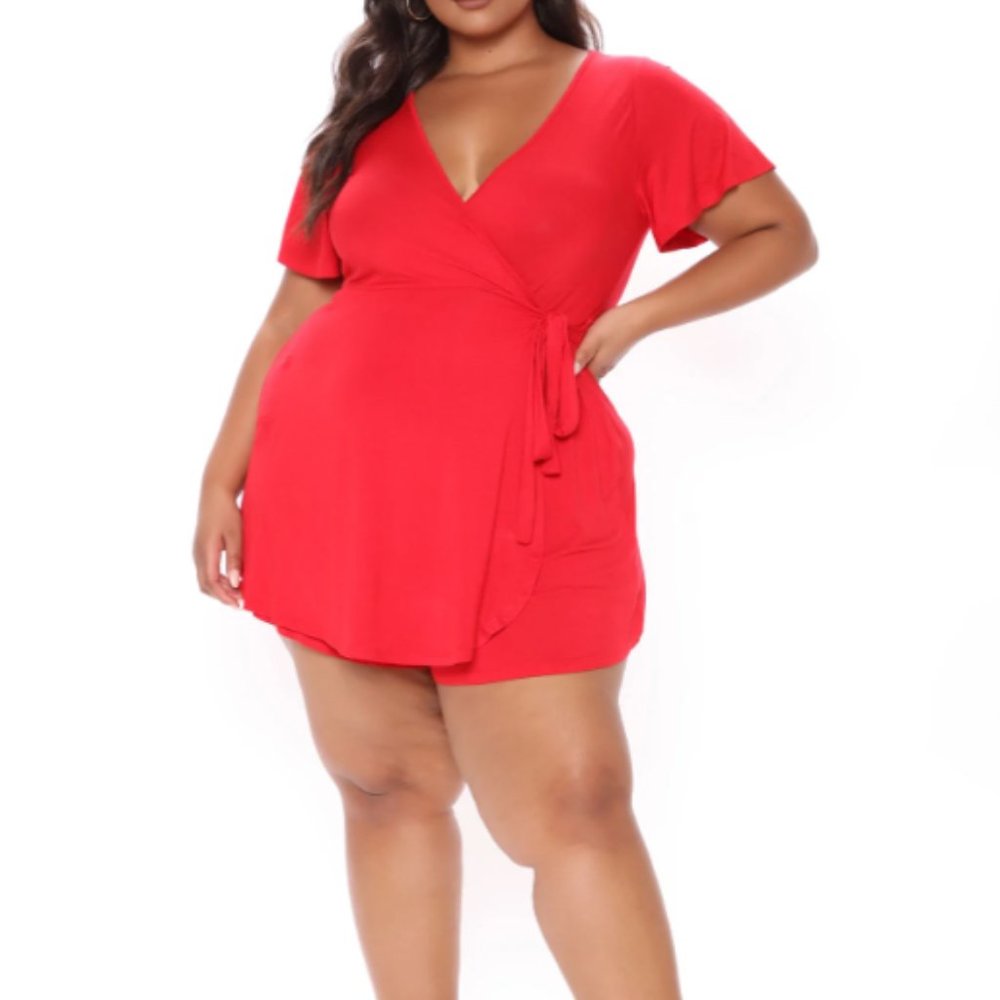 NEW! Rhonda Wrap Romper - Red